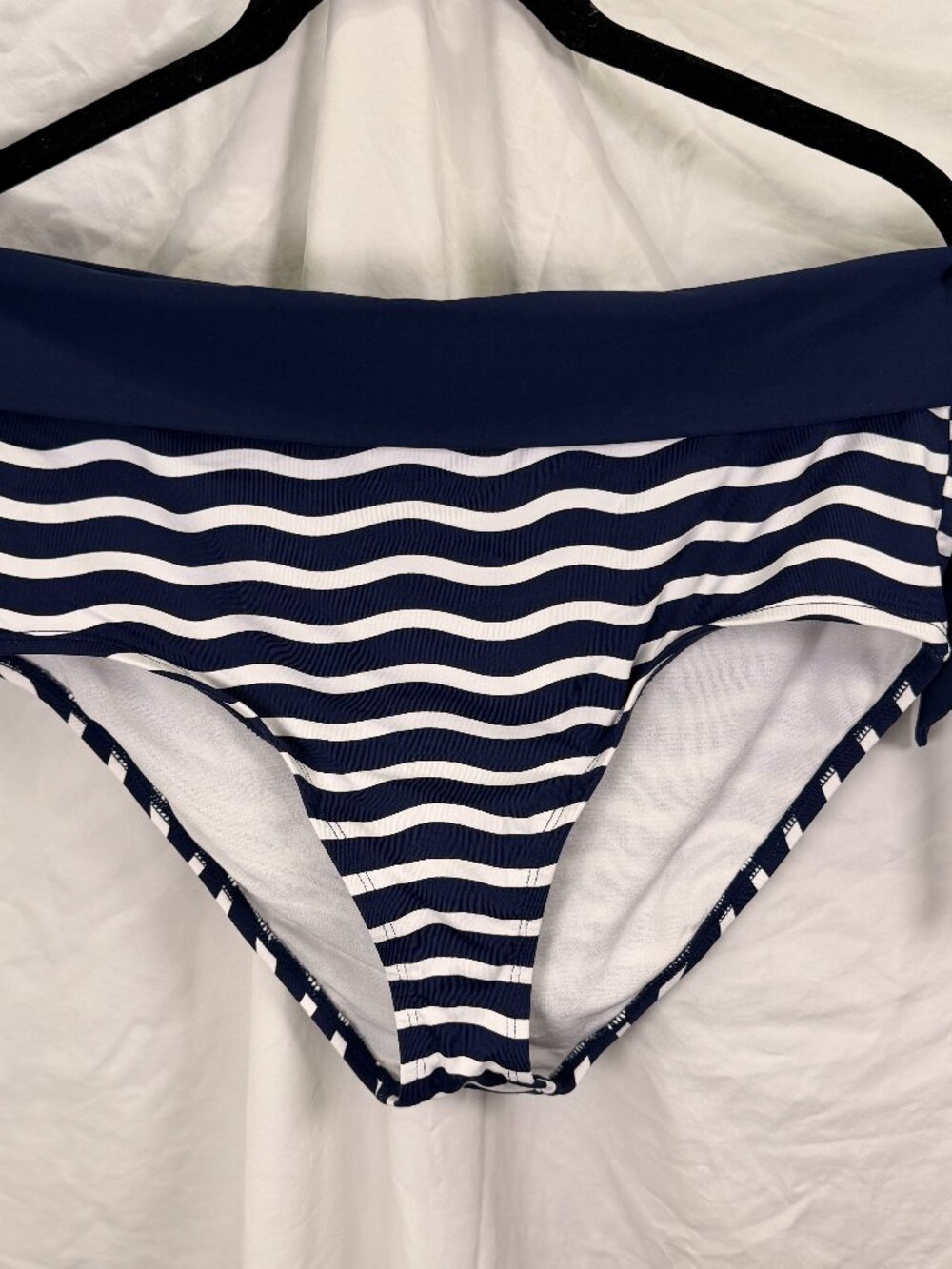 Tommy Bahama Tide Stripe High Waist Bikini Bottom Navy White Size Large